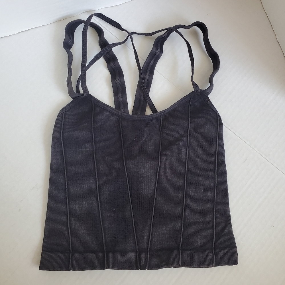 Free People Ribbed Cropped Tank in Black
